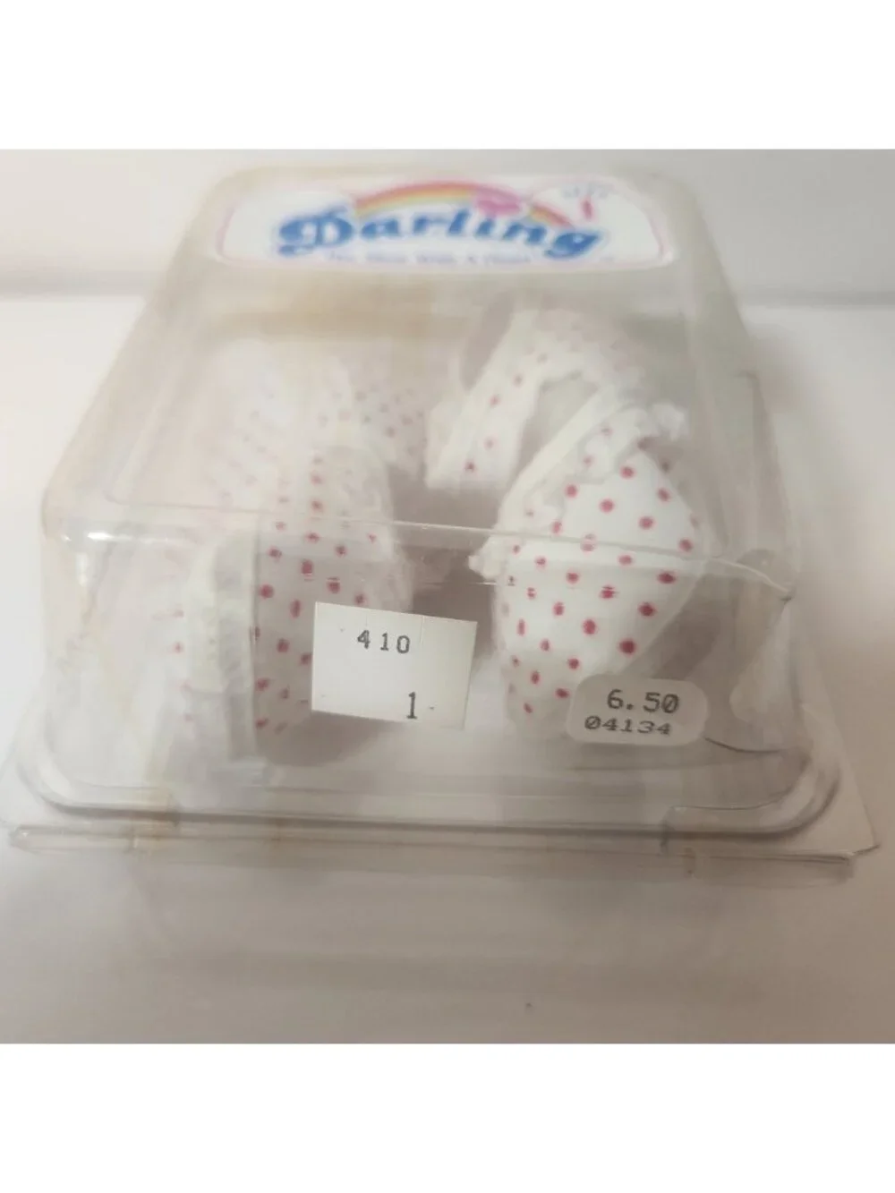 Vintage Darling Baby‎ Shoes Red Polka Dot Mary Jane Lace Trim Size 1 New In Box